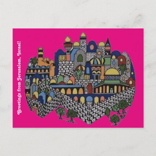 Farbenfrohe Jerusalem Postkarte (Vorderseite)