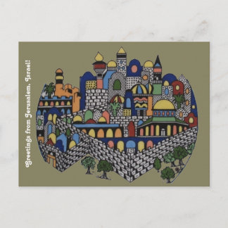Farbenfrohe Jerusalem Postkarte