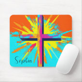 Farbenfrohe Jesus kreuzen Jesus Illustration Custo Mousepad (Mit Mouse)