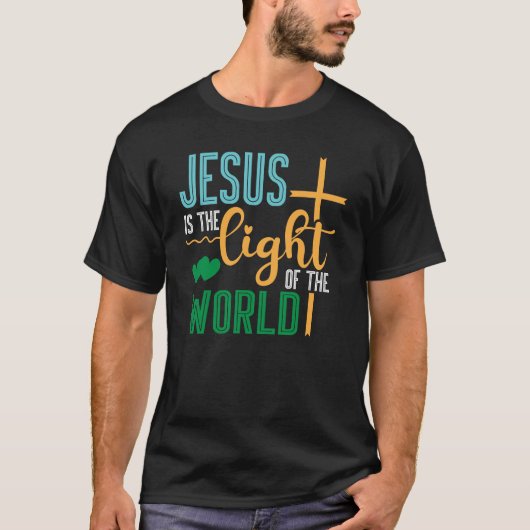 Farbenfrohe Jesus Light World T-Shirt (Vorderseite)