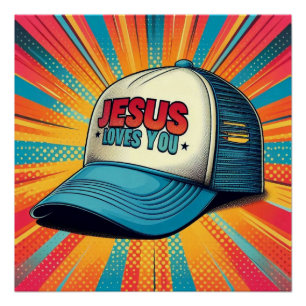 Farbenfrohe Jesus LKWer Mütze! Poster