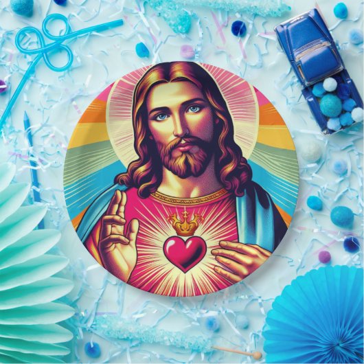 Farbenfrohe Jesus Papier Teller! Pappteller (Party)