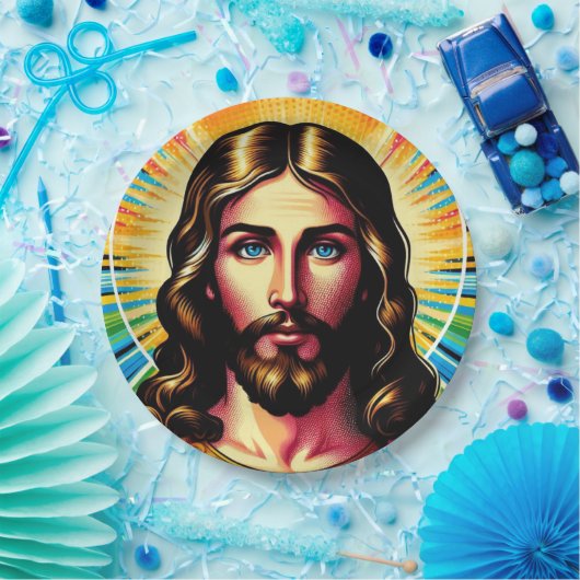 Farbenfrohe Jesus Papiertüte! Pappteller (Party)