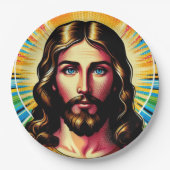 Farbenfrohe Jesus Papiertüte! Pappteller (Vorderseite)