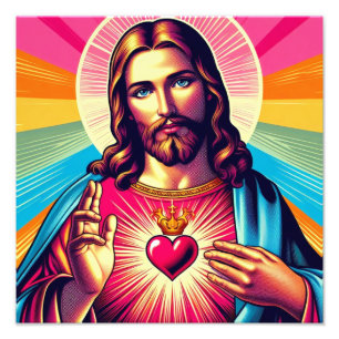 Farbenfrohe Jesus Poster! Fotodruck