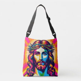 Farbenfrohe Jesus-Tasche. Tragetaschen Mit Langen Trägern