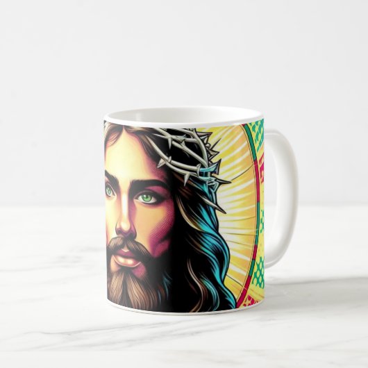 Farbenfrohe Jesus-Tasse! Kaffeetasse (VorderseiteRechts)