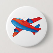 Farbenfrohe Jet Airplane Rot-Blau-Flugzeug Button (Vorderseite)