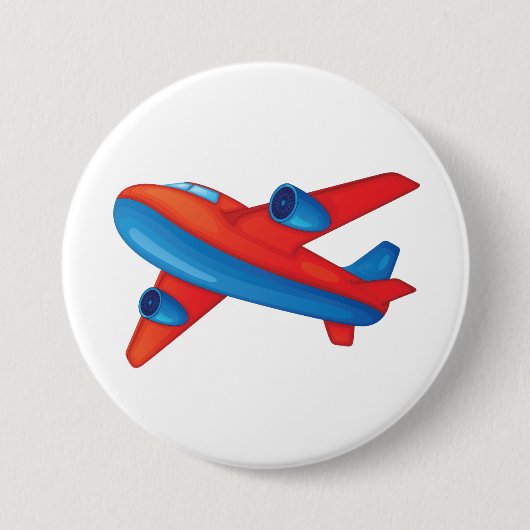Farbenfrohe Jet Airplane Rot-Blau-Flugzeug Button (Vorderseite)
