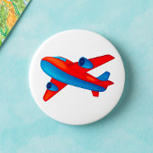 Farbenfrohe Jet Airplane Rot-Blau-Flugzeug Button