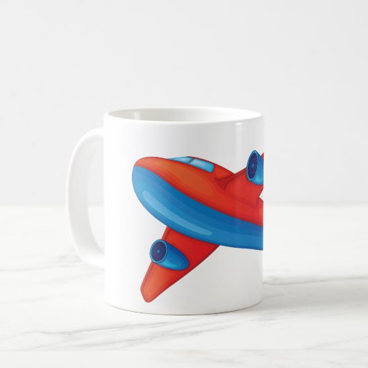 Farbenfrohe Jet Airplane Rot-Blau-Flugzeug Kaffeetasse (Vorderseite Links)