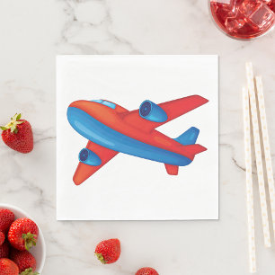 Farbenfrohe Jet Airplane Rot-Blau-Flugzeug Serviette