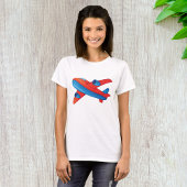 Farbenfrohe Jet Airplane Rot-Blau-Flugzeug T-Shirt