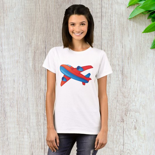 Farbenfrohe Jet Airplane Rot-Blau-Flugzeug T-Shirt