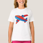 Farbenfrohe Jet Airplane Rot-Blau-Flugzeug T-Shirt (Vorderseite)
