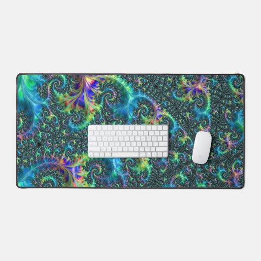 Farbenfrohe Jewel Tone Fraktal Abstrakte Kunst Schreibtischunterlage (Tastatur & Maus)