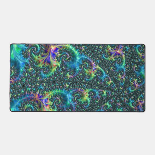 Farbenfrohe Jewel Tone Fraktal Abstrakte Kunst Schreibtischunterlage (Vorderseite)