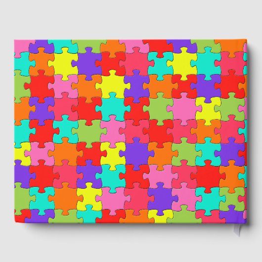 Farbenfrohe Jigsaw Puzzle Muster Gästebuch (Rückseite)