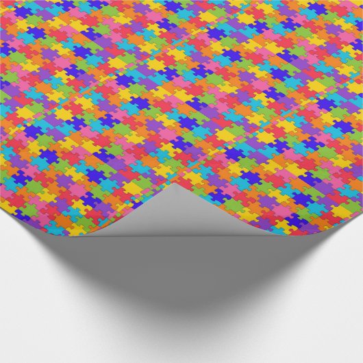 Farbenfrohe Jigsaw Puzzle Muster Geschenkpapier (Ecke)