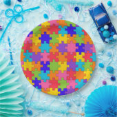 Farbenfrohe Jigsaw Puzzle Pappteller (Party)