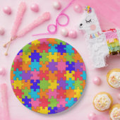 Farbenfrohe Jigsaw Puzzle Pappteller (Party)