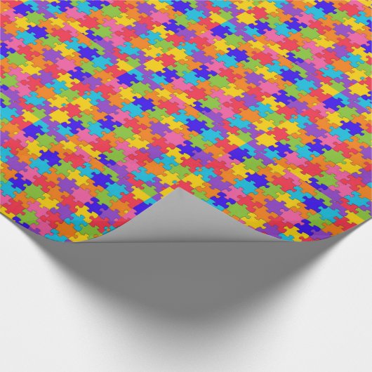 Farbenfrohe Jigsaw Puzzle Pieces Happy Puzzler Geschenkpapier (Ecke)