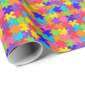 Farbenfrohe Jigsaw Puzzle Pieces Happy Puzzler Geschenkpapier (Rolleneckpunkt)