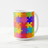 Farbenfrohe Jigsaw Puzzle Pieces Happy Puzzler Kaffeetasse (VorderseiteRechts)
