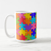 Farbenfrohe Jigsaw Puzzle Pieces Happy Puzzler Kaffeetasse (Links)