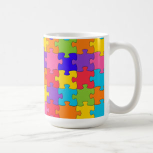 Farbenfrohe Jigsaw Puzzle Pieces Happy Puzzler Kaffeetasse
