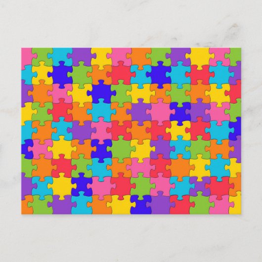 Farbenfrohe Jigsaw Puzzle Pieces Happy Puzzler Postkarte (Vorderseite)