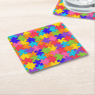 Farbenfrohe Jigsaw Puzzle Rechteckiger Pappuntersetzer