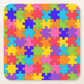 Farbenfrohe Jigsaw Puzzle Rechteckiger Pappuntersetzer (Vorderseite)