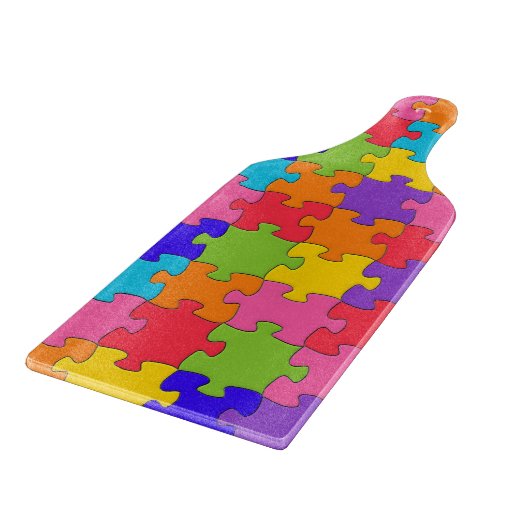 Farbenfrohe Jigsaw Puzzle Schneidebrett (Ecke)