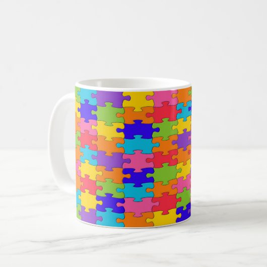 Farbenfrohe Jigsaw Puzzle Tasse (Vorderseite Links)