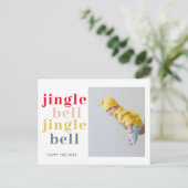 Farbenfrohe Jingle Bell mit Foto | Happy Holiday Postkarte (Stehend Vorderseite)