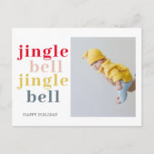 Farbenfrohe Jingle Bell mit Foto | Happy Holiday Postkarte (Vorderseite)