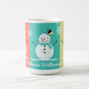 Farbenfrohe Jolly Snowman Weihnachtslandschaft Kaffeetasse