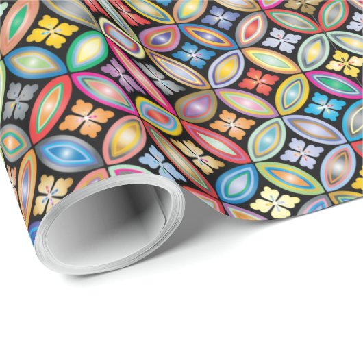 Farbenfrohe Jugendstil-Flora Geschenkpapier (Rolleneckpunkt)