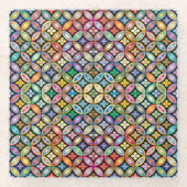 Farbenfrohe Jugendstil-Flora Glasuntersetzer (Vorderseite)