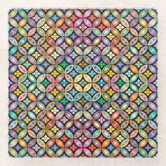 Farbenfrohe Jugendstil-Flora Glasuntersetzer (Vorderseite)