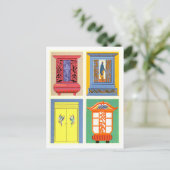 Farbenfrohe Jugendstilmöbel Vintag Postkarte (Stehend Vorderseite)