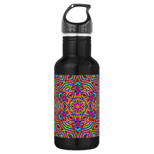 Farbenfrohe Jumble Mandala Edelstahlflasche (Vorderseite)