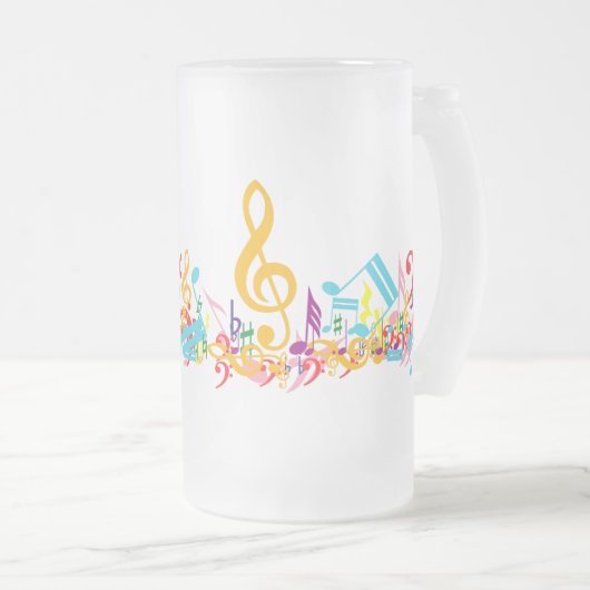 Farbenfrohe Jumbled Musical Notes Mattglas Bierglas (VorderseiteRechts)