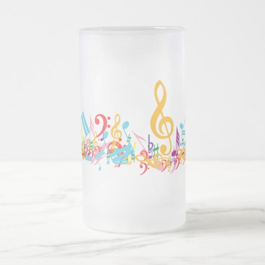 Farbenfrohe Jumbled Musical Notes Mattglas Bierglas (Mittel)