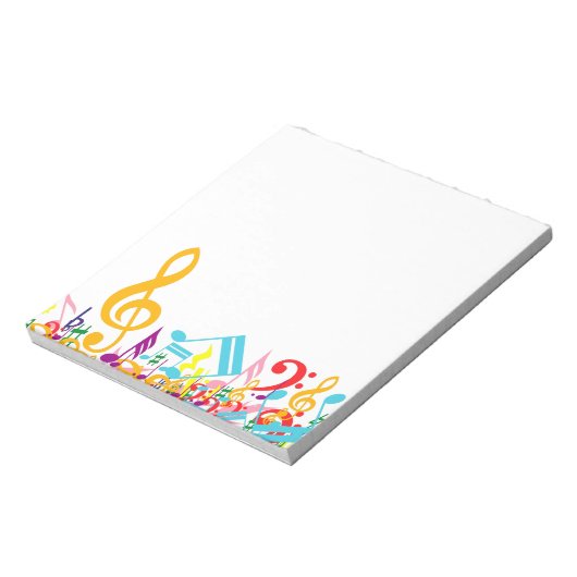 Farbenfrohe Jumbled Musical Notes Notizblock (Rotiert)