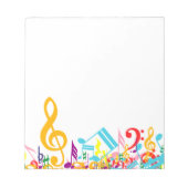 Farbenfrohe Jumbled Musical Notes Notizblock (Vorderseite)