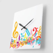 Farbenfrohe Jumbled Musical Notes Quadratische Wanduhr (Winkel)