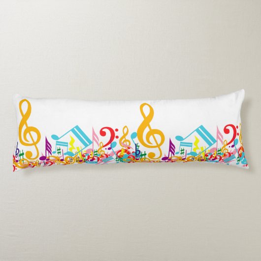 Farbenfrohe Jumbled Musical Notes Seitenschläferkissen (Rückseite)