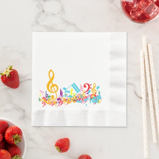 Farbenfrohe Jumbled Musical Notes Serviette (Beispiel)